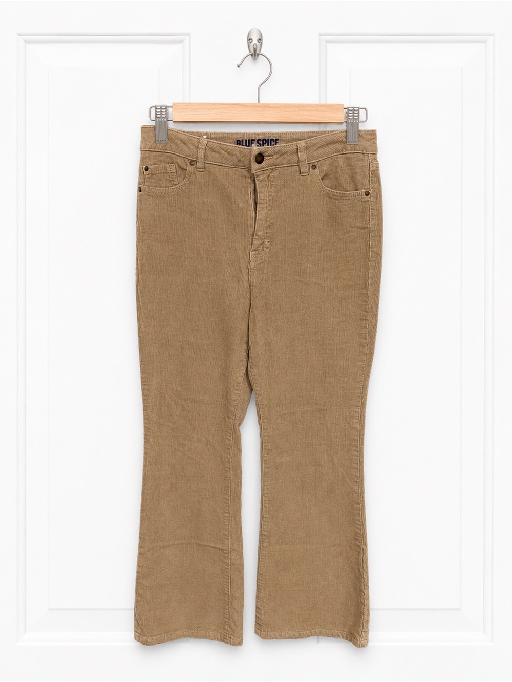 Blue Spice Tan Corduroy High Waist Flare Pants Size 13 Camel Brown Stretch Boho - Picture 3 of 11